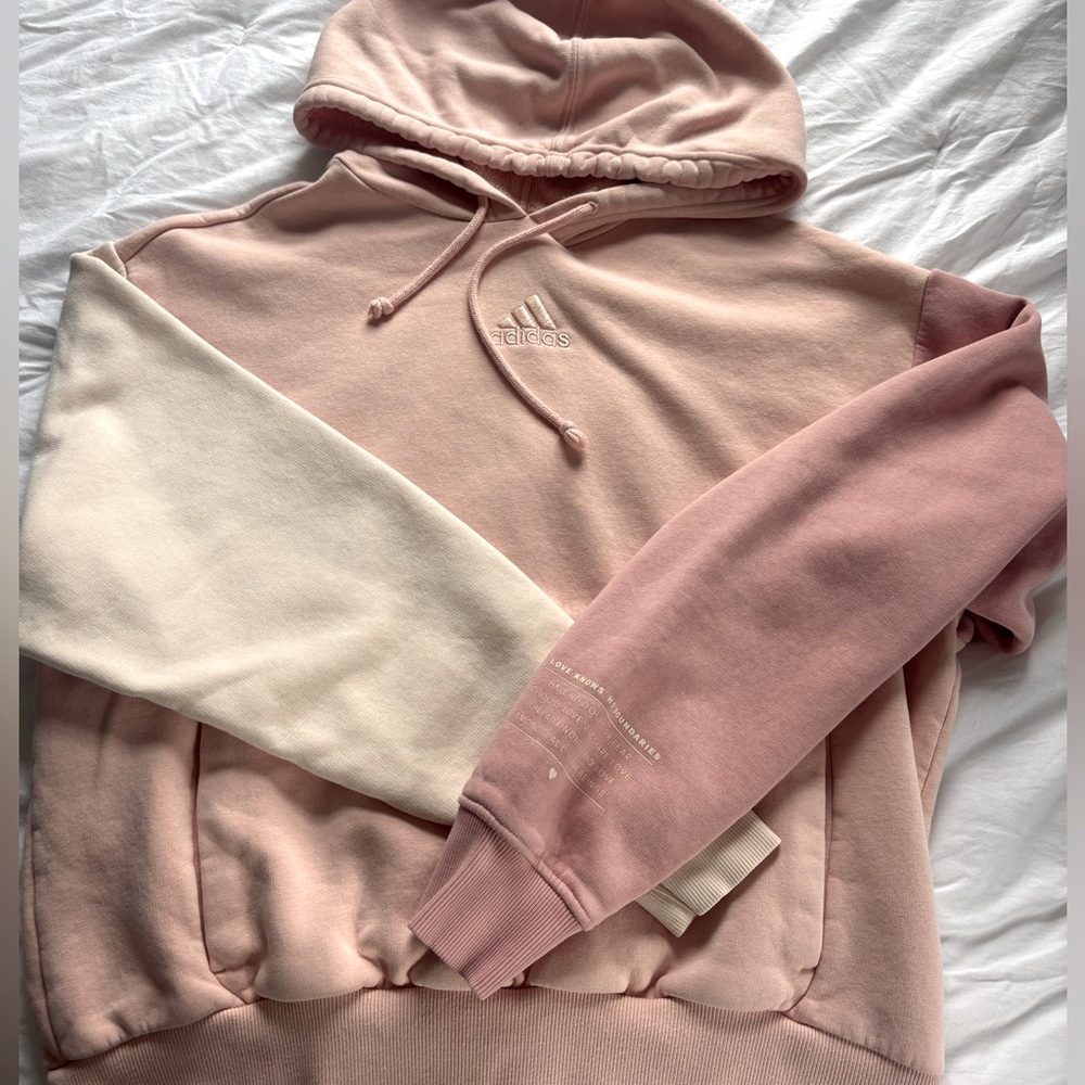 Adidas Pink and Cream Hoodie
